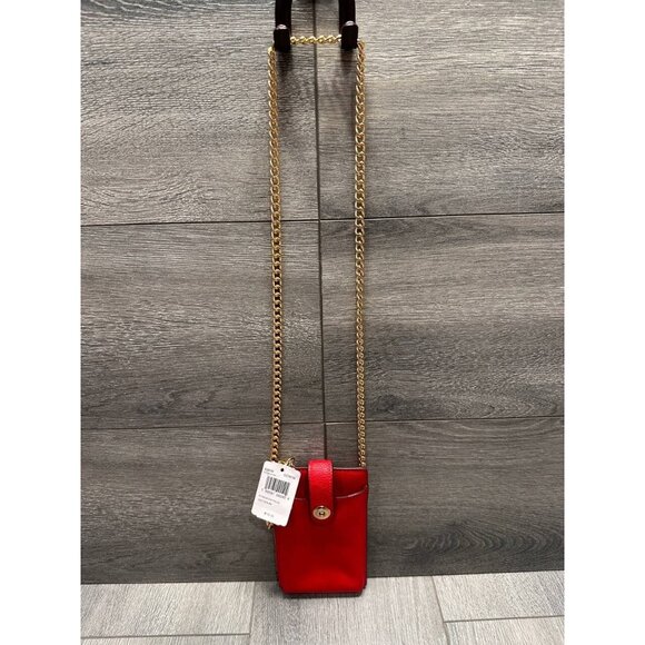 COACH Signature leather crossbody phone Red bag chain - Picture 2 of 13